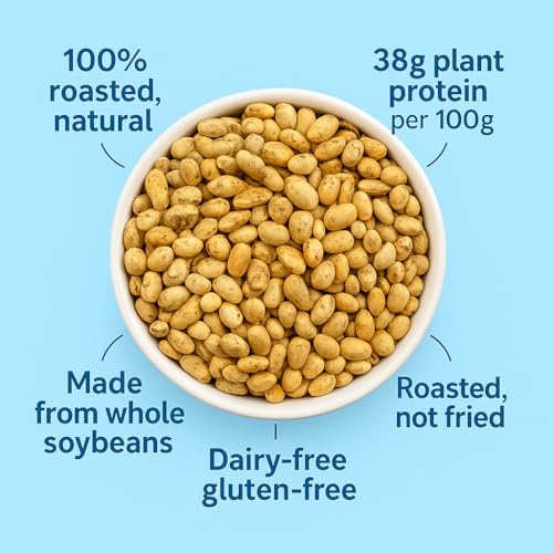 Image of Kravings Roasted Soyabean | 76g Natural Protein per Pack | High Protein Soya Chunks | Healthy Snacks For Weight Loss | Low Calorie Snack | Roasted Not Fried | Salted (Pack of 2, 200g Each)