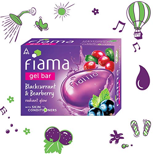 Image of Fiama Gel Bar Blackcurrant and Bearberry for radiant glowing skin, with skin conditioners, 125 g