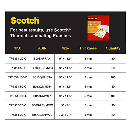Scotch Thermal Laminator Machine, 5 Minute Warm-up, 9" Input, for Laminating Sheets Up to 5-Mil Thick - image 6