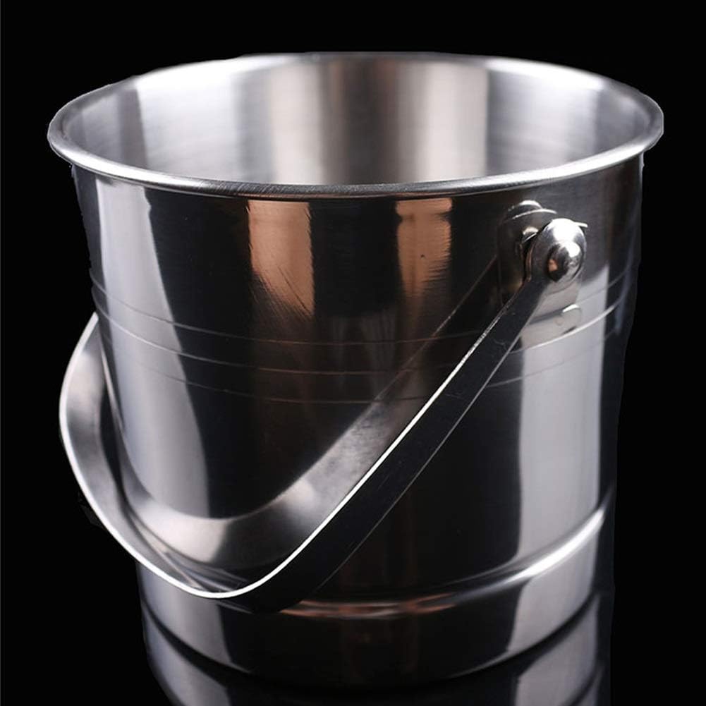 Kitchen Wine Tools Portable Bar Cooler Party Club Ice Bucket with Tongs Container Keg Champagne Stainless Steel Lid