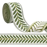 yuuzue 10.9 Yards Jacquard Ribbon Fabric Trim 2.4 Inch Leaf Pattern Jacquard Woven Embroidery Decorative Ribbon for DIY Sewing Crafts Handmade Bag Belt Clothing Decoration Curtain Trim Home Decor