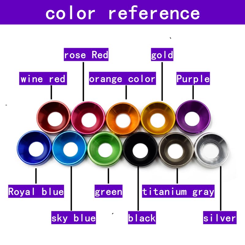6063-T6 Hard Aluminum Alloy Counterbore Washer 10 Pieces Countersunk Screw Washer Cone Head Washer Drone Washer FPV Accessory Washer M2 M3 M4 M5 M6 M8 ?Rose Red, M8?