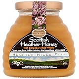 Heather Hills Farm Scottish Heather Honey with Whiskey 340g (12oz) - Highland Heather Honey Infused with Scotch Whiskey, Authentic Scottish Food Gift, Imported Gourmet Spread Made in Scotland