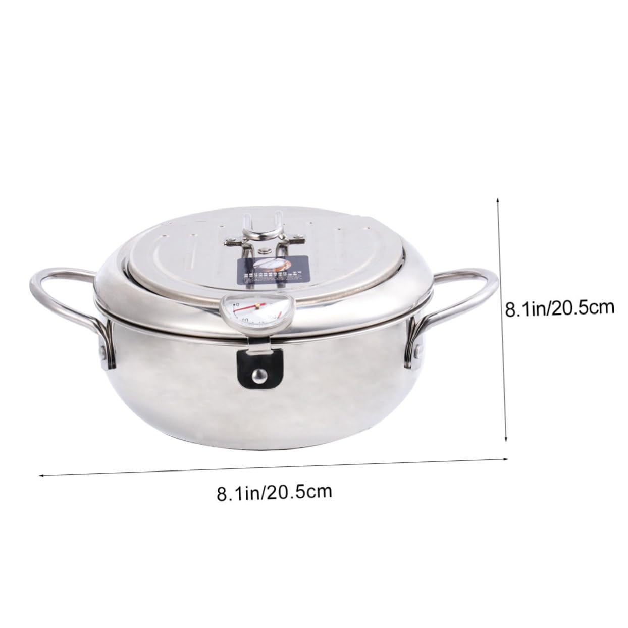ULTECHNOVO Mini Frying Pot with Oil Strainer and Thermometer Household Frying Pan for Induction Cooker and Gas Stove Silver Design for Even Heat Conduction and Easy Use