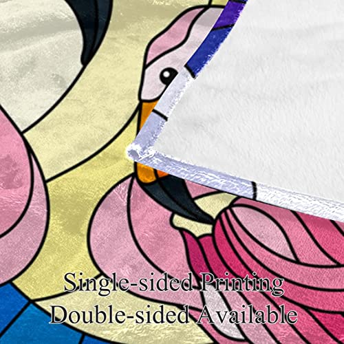 Couverture polaire flamant rose vitrail plaid canapé peluche légère pelucheuse