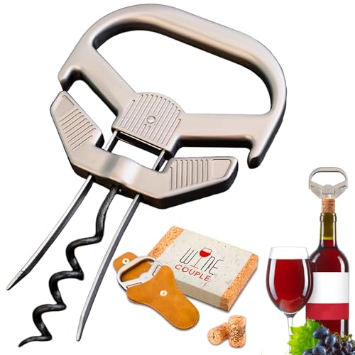 LUCYLANKER Ah So Apribottiglie per Vino, Cavatappi per Vino Antico con Custodia Portatile in Pelle, Estrattore di Sughero a Due Punte con Apribottiglie per Intenditori di Vino da Stappare (01)