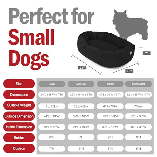 Image of Majestic Pet 24 Inch Suede Calming Dog Bed Washable - Cozy Soft Round Dog Bed with Spine Support for Dogs to Rest Their Head - Fluffy Donut Dog Bed 24x19x7 (Inch) - Round Pet Bed Small - Black (2025)