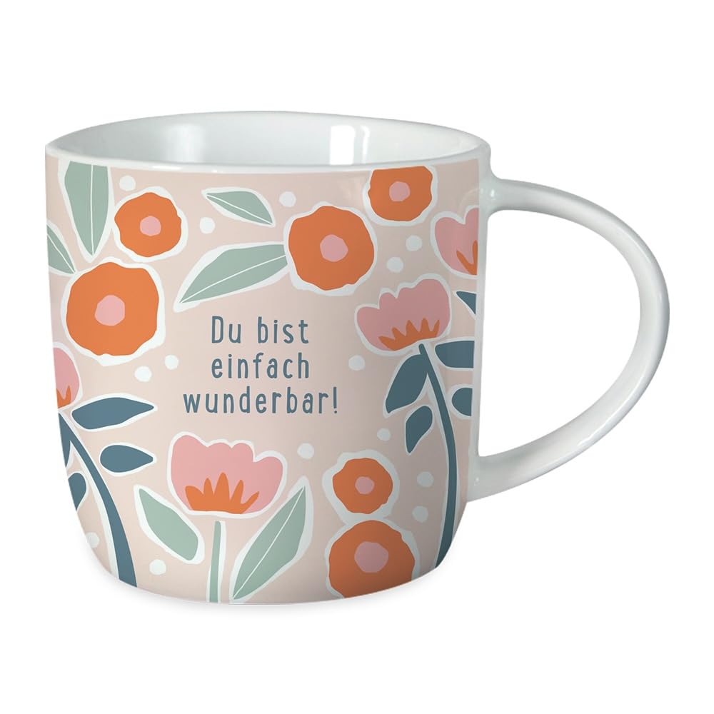 Grafik-Werkstatt Coffee Mug with Saying 300 ml Porcelain Mug Du bist Einfach wunderbar