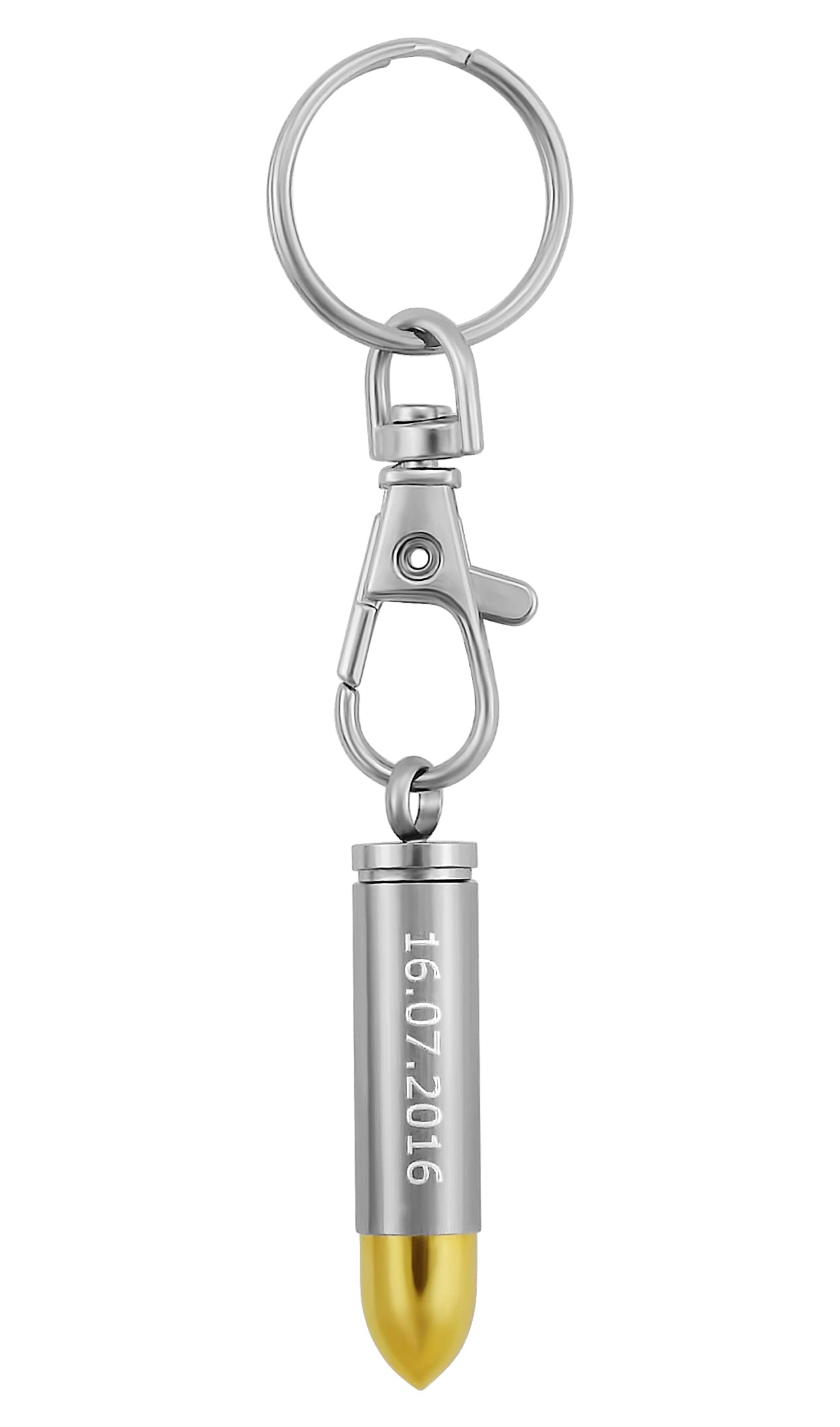 Schlüsselanhänger personalisiert Pistolen-Kugel Patrone | Schlüsselanhänger mit Gravur Edelstahl Silber schwarz Gold | Personalisierte Geschenke für Herren Papa Opa | Schlüssel Anhänger