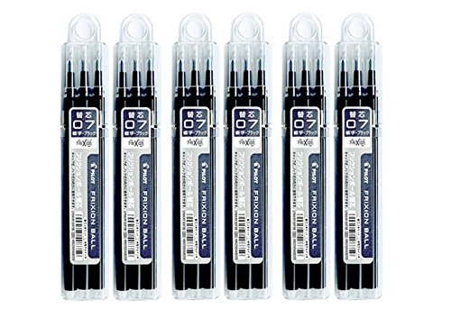 Pilot 3 X FriXion Gel Ink Pen Refill-0.7mm-Black-Pack of 3X2pack Value Set