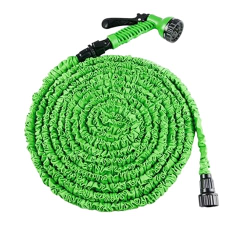 Mangueira Mágica Expansível com Pistola 7 Jatos, Verde, 60 Metros, Borracha e Nylon, para Lavar Carros e Regar Plantas