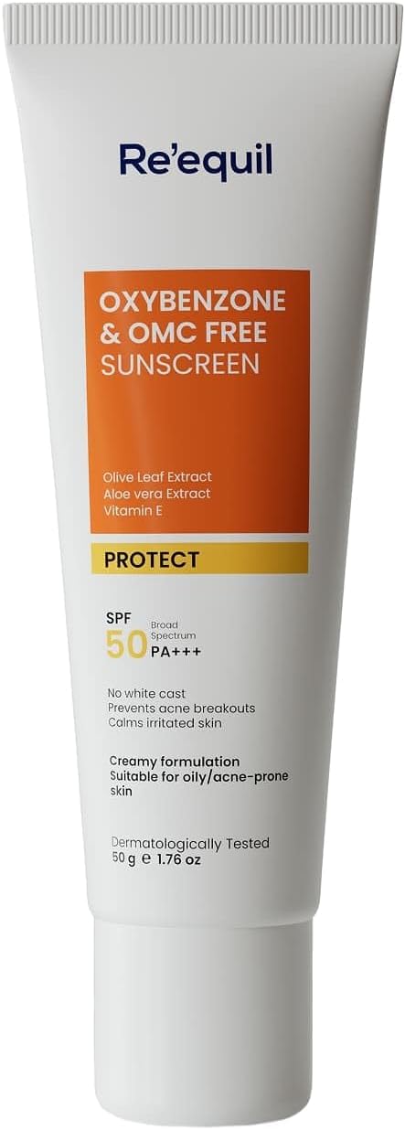 Oxybenzone and OMC Free Sunscreen For Oily, Sensitive & Acne Prone Skin, SPF 50 PA+++ - 50g