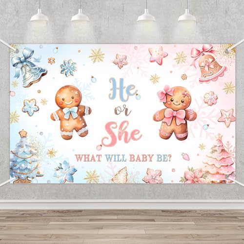 Bannière de fond d'hiver pour révélation de sexe de bébé sur le thème de Noël