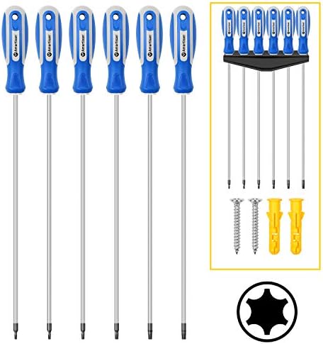 Amartisan 6-Piece Extra Long Torx Screwdrivers Set, length 12''(300mm) T10 - T30, Long Long star Screwdrivers Set