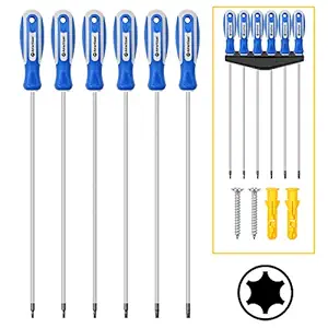 Amartisan 6-Piece Extra Long Torx Screwdrivers Set, length 12'(300mm) T10 - T30, Long Long star Screwdrivers Set
