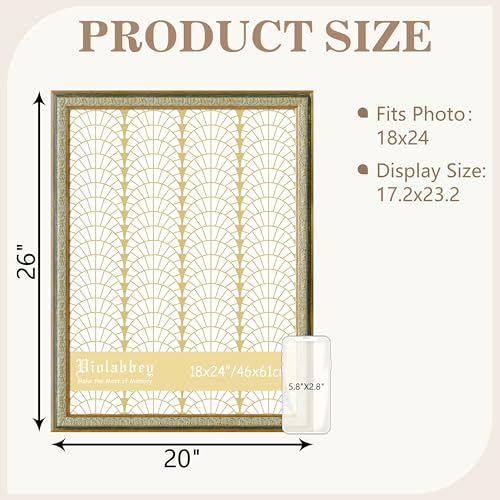 Image of VIOLABBEY 18x24 Poster Frame Green 2Pack, Vintage Photo Frames Ornate without Mat for Wall Hanging