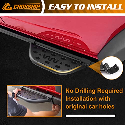 Crosship Steel Side Steps For Bronco 2021 2022 2023 With Original Rock Rail 2/4-Door Version，Heavy Carbon Running Boards Set - Front And Rear Doors Universal (2 Packs) #TOP2