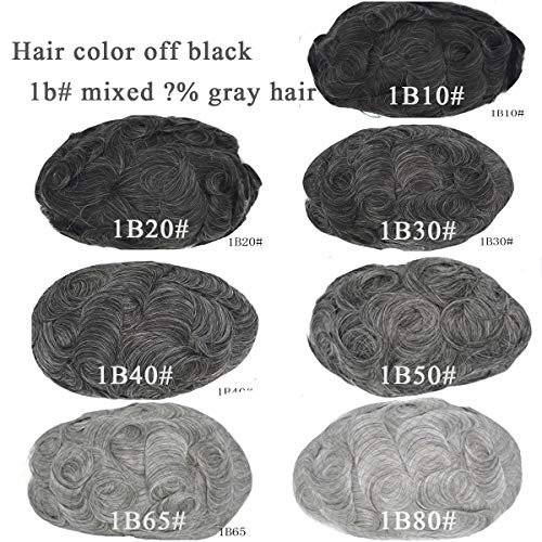 Hairnotion 0.04-0.06MM Thickness Super Thin Skin Front 1/8" V-looped Human Hair Toupee for Men (1b30#), 8”X10“ - Image 2