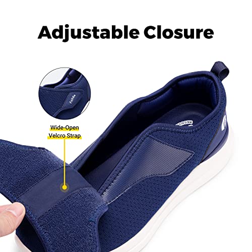 Image of FitVille Diabetic Shoes for Men Extra Wide Slip-on Shoes for Swollen Feet Adjustable Walking Shoes for Elderly Foot Pain Relief Neuropathy - EasyTop Wings