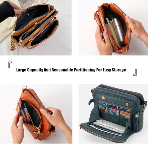 Gpmsign Crossbody Leather Bags For Women, Three Layer Leather Crossbody Shoulder clutches, Adjustable Handbags purses4