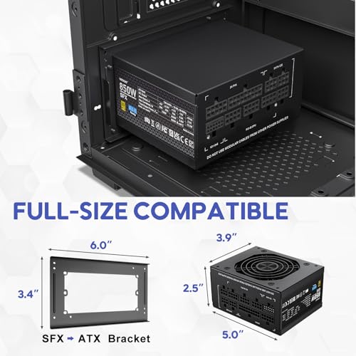 Image of Vetroo 850W SFX Power Supply ATX 3.1 & PCIE 5.1 Ready, 80 Plus Gold Certificate Fully Modular, 90mm FDB Fan for Low-Noise Operation, SFX-to-ATX Bracket, 10-Year Warranty - Black