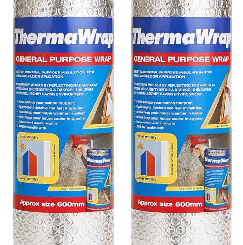 ThermaWrap General Purpose Insulation Wrap 600mm x 7.5m (Pack of 2) | Multi-Purpose Reflective Foil Insulation | Ideal for Attics, Lofts, Sheds & Garages | Energy Saving Barrier