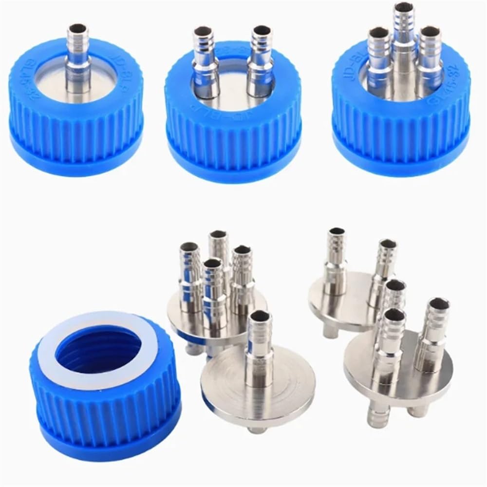 Cristalería de Laboratorio Botella de fase móvil GL45, tapa de acero inoxidable de plástico, tapa de botella de reactivo de dos vías, doble vía, tres vías y cuatro vías.(L)
