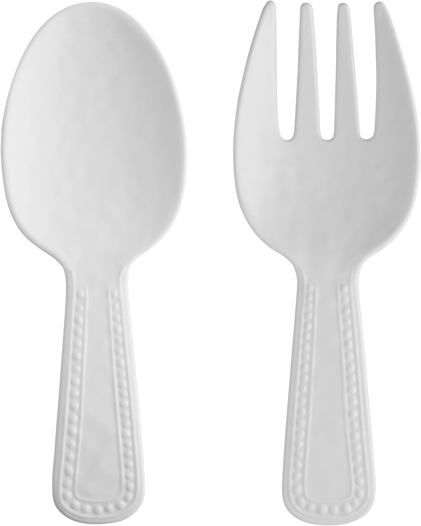 UP Pebble Melamine Salad Servers, Serving Utensil Set, Includes Serving Fork and Spoon for Tossing Salad, Pasta, White, 10.75 Inch, Set of 2