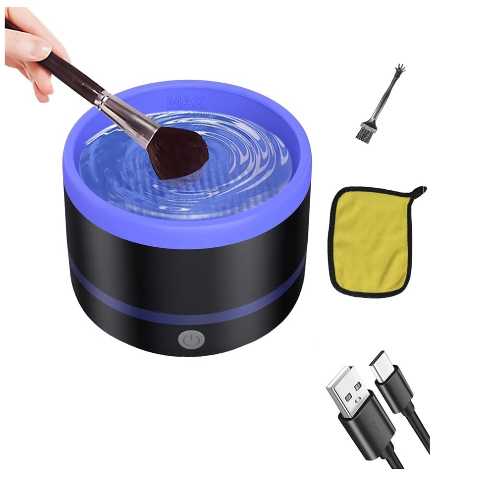 Runioney MáQuina Limpiadora de Brochas de Maquillaje EléCtrica, Herramienta Limpiadora AutomáTica de Brochas CosméTicas para Todos los TamañOs, Juego de Brochas de Maquillaje de Belleza-A