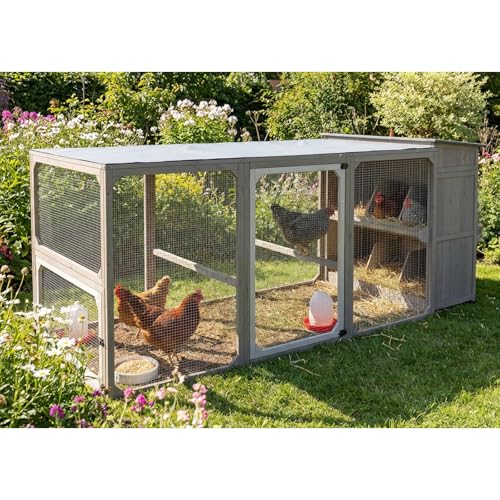 Large Chicken Coop with Run and Waterproof Cover 92.5 Wooden Outdoor Hen House with 6 Nesting Boxes and Roosting Bars Expandable Poultry Cage for 46 Chickens Ducks or Rabbits Backyard Farm Use