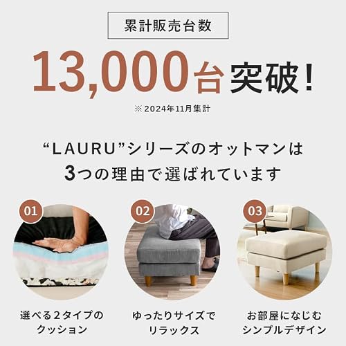 エア・リゾーム オットマン スツール 足置き おしゃれ 北欧 モダン オッドマン 足台 オットマンスツール LAURU〔ラウル〕 スタンダード（ウレタン）, ブラウン(レザー) [4]