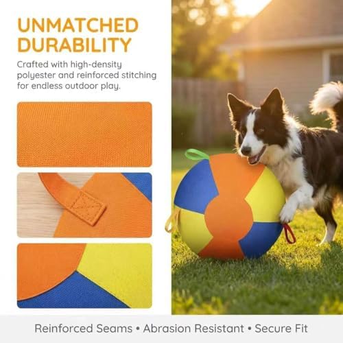 10/18/22" Herding Ball for Dogs & Horses - Tear-Resistant Inflatable Toy with Heavy-Duty Handle Cover & Pump - Durable Exercise Ball for Large Pets (Medium) - 4