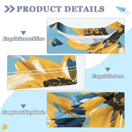 ALAZA Kids Rash Guard Girls Toddler Swim Shirts Short Sleeve Graffiti Yellow Flower UPF 50+ 3T3