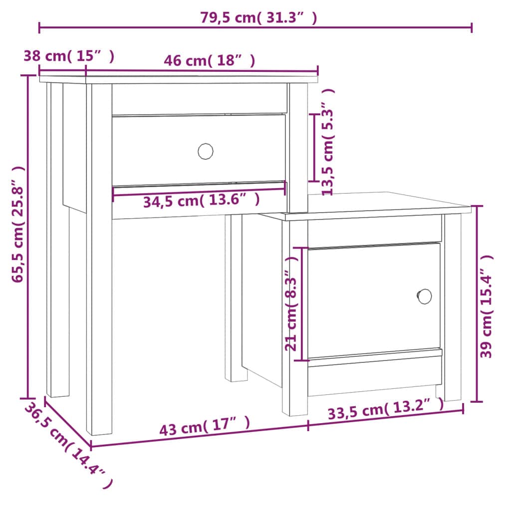 Comodino Grigio 79,5x38x65,5 cm in Legno Massello di Pino Tavolo Notte Moderno con Cassetto Design Elegante per Camera da Letto Soggiorno Arredamento Rustico Resistente