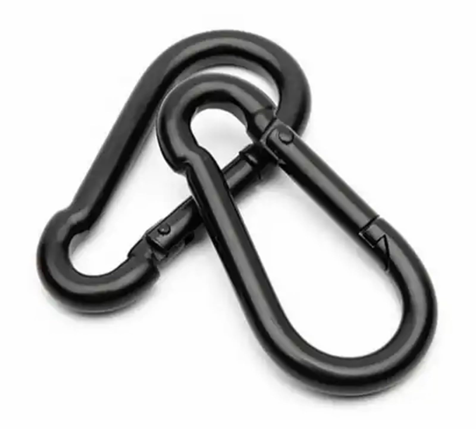 Black &amp; Silver Zinc-Galvanized Heavy Duty Bushcraft Carabiner Spring Snap Clip Link Hooks 200-500lb Load 2, 6 &amp; 12 Packs