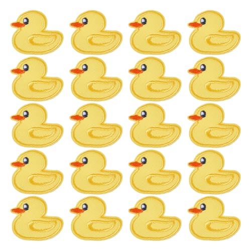 beinkmake 20Pcs Duck Iron on Patches Applique Cute Yellow Embroidered Patches Tiny Appliques Sticker Decorations for Clothes Jeans Dress Jackets DIY Sewing Bags