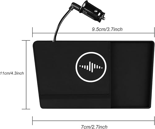 Miniatura 9 de para Hyundai Tucson 2022 2023 Almohadilla de carga inalámbrica de teléfono Material de silicona Puertos de carga dual Estación de cargador Adaptador