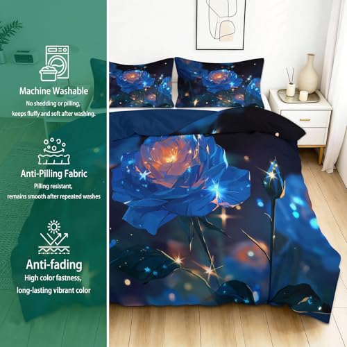 Housse de couette plante rose bleue protège votre lit simplement grâce au zip fluide - 4