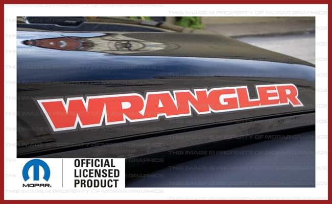Miniatura 3 de Decal Mods Wrangler - Calcomanías gráficas para capó para Jeep Wrangler JK y JL (2007-2022), rojo blanco con contorno negro (juego de 2)  FJ6D1