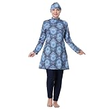 DANIOS Frauen bescheidenen muslimischen Badeanzug Plus Größe volle Abdeckung islamischen Burkini Hijab 3 Stück Lange Ärmel Ausschlag Guard Badebekleidung