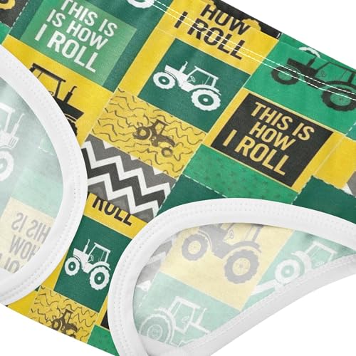 Toddler Underwear Floral 2t Cotton Little Girl Panties Personalized Underpants Briefs Green Yellow Tractors Prints4