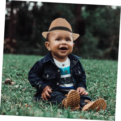 Stylish Straw Hat for Boys and Breathable Summer Sun Protection Fedora Cute Solid Color Design for Outdoor Adventures and Fashionable Looks4