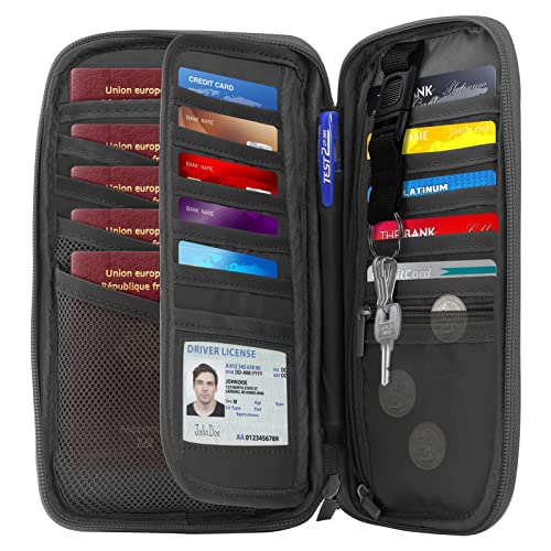 Rfid Travel Passport Holder For Family - Large Waterproof Travel Passport Wallet Holder For Men Women, Lightweight Portable Travel Document Organizer Passport Card Cover With Zipper Pocket, Grey #TOP1