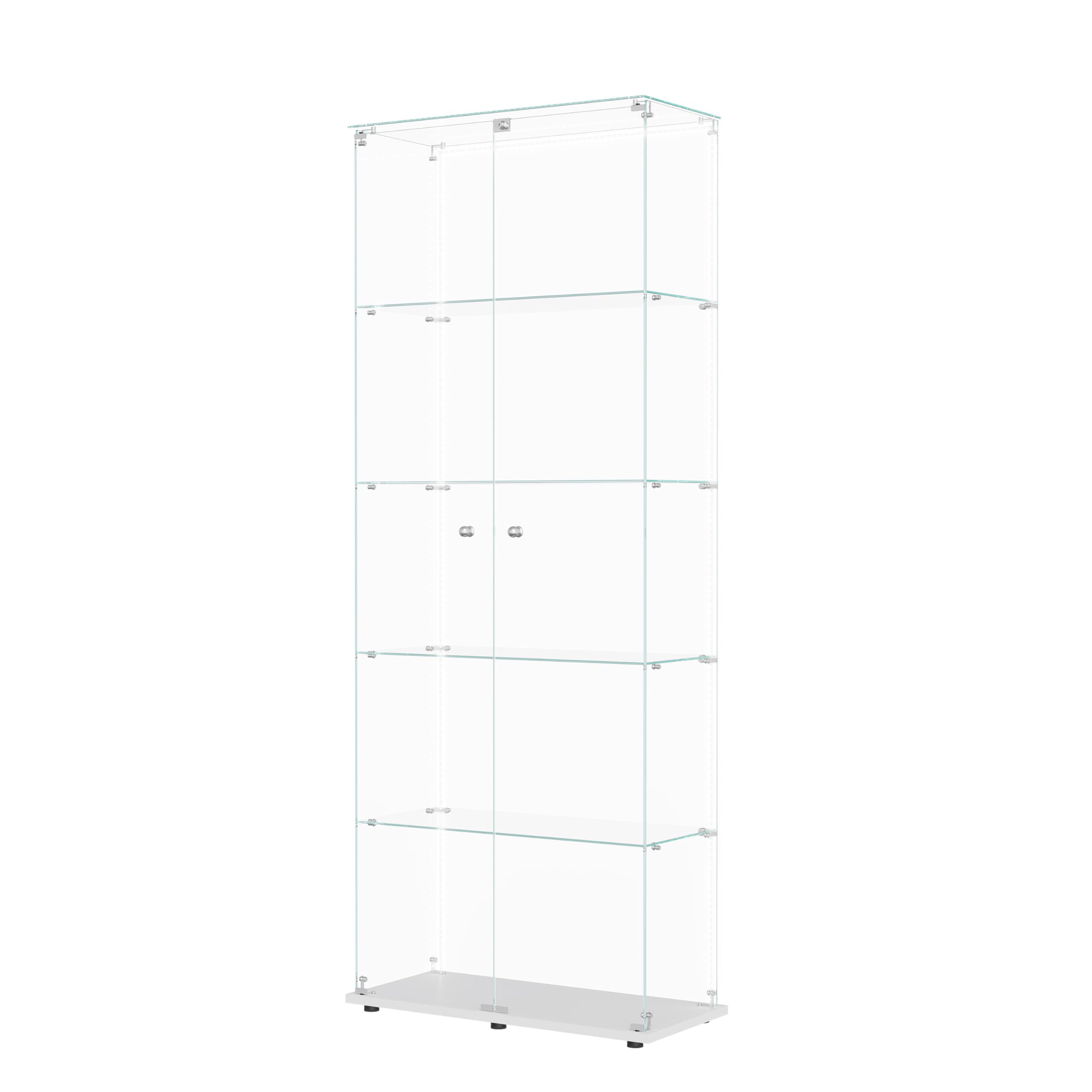 Vitrinas, vitrinas de cristal, armarios verticales de cristal, aptos para salones, dormitorios, oficinas (2 puertas, 5 pisos, negro + LED)
