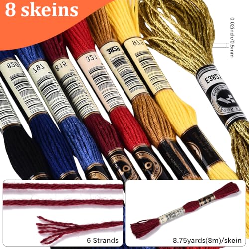 Image of 70 Yards 8 Skeins Gradient 6 Strands Variegated Polyester Embroidery Floss Friendship Bracelet String Thread Colorful Cross Stitch Threads Bulk Set for Hand Sewing Making Knitting Supply