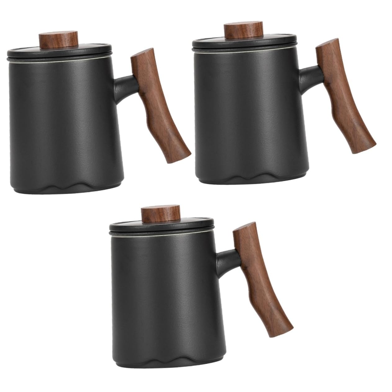 OUNONA 3stücke Keramiktasse Mit Holzgriff Und Filter Große Kapazität Für Tee Und Kaffee Spülmaschinenfest Elegantes Design Für Zuhause Büro Und Gastronomie