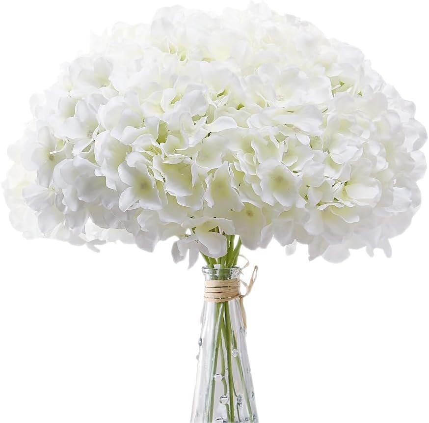 Dremisland Hydrangea Silk Flower Heads Pack of 10 Full Artificial Hydrangea Flowers with Stems for Wedding Centerpieces Bouquets DIY Floral Party Shop Home Decoration image 2