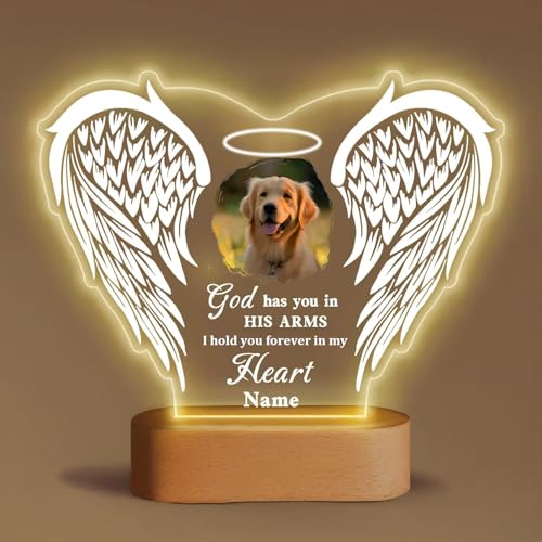 Personalized Pet Memorial Angel Wings LED Night Light – Customize...