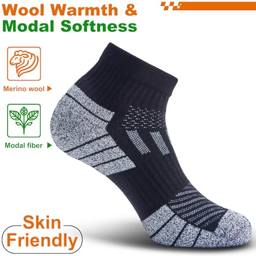 Wool Compression Ankle Socks - Cozy Cushioned Hiking Running for Men Women - Thick Warm Durable3