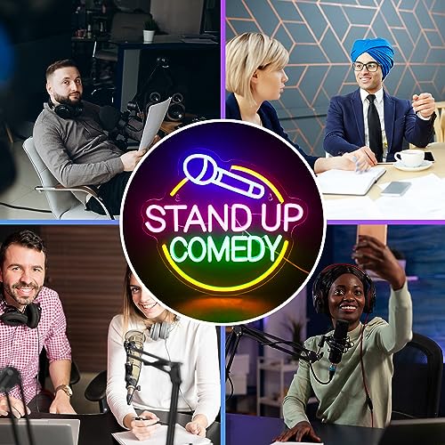 Image of Stand Up Comedy Neon Sign Led Colorful Neon Light for Wall Decor Usb Talk Show Light Up Signs for Live Funny Stand Up Show Beer Bar Man Cave Decorations